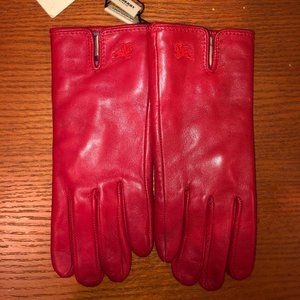 Burberry Red Leather Never Worn Gloves
